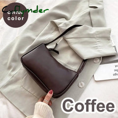 Soft Pu Leather Women Purple Underarm Bag Retro Solid Color Ladies Baguette Handbags Fashion Design