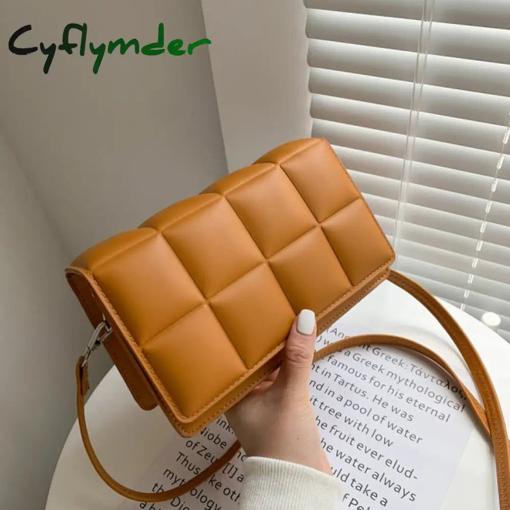 Solid Color Fashion Shoulder Handbags Female Travel Cross Body Bag Weave Small Pu Leather Flap