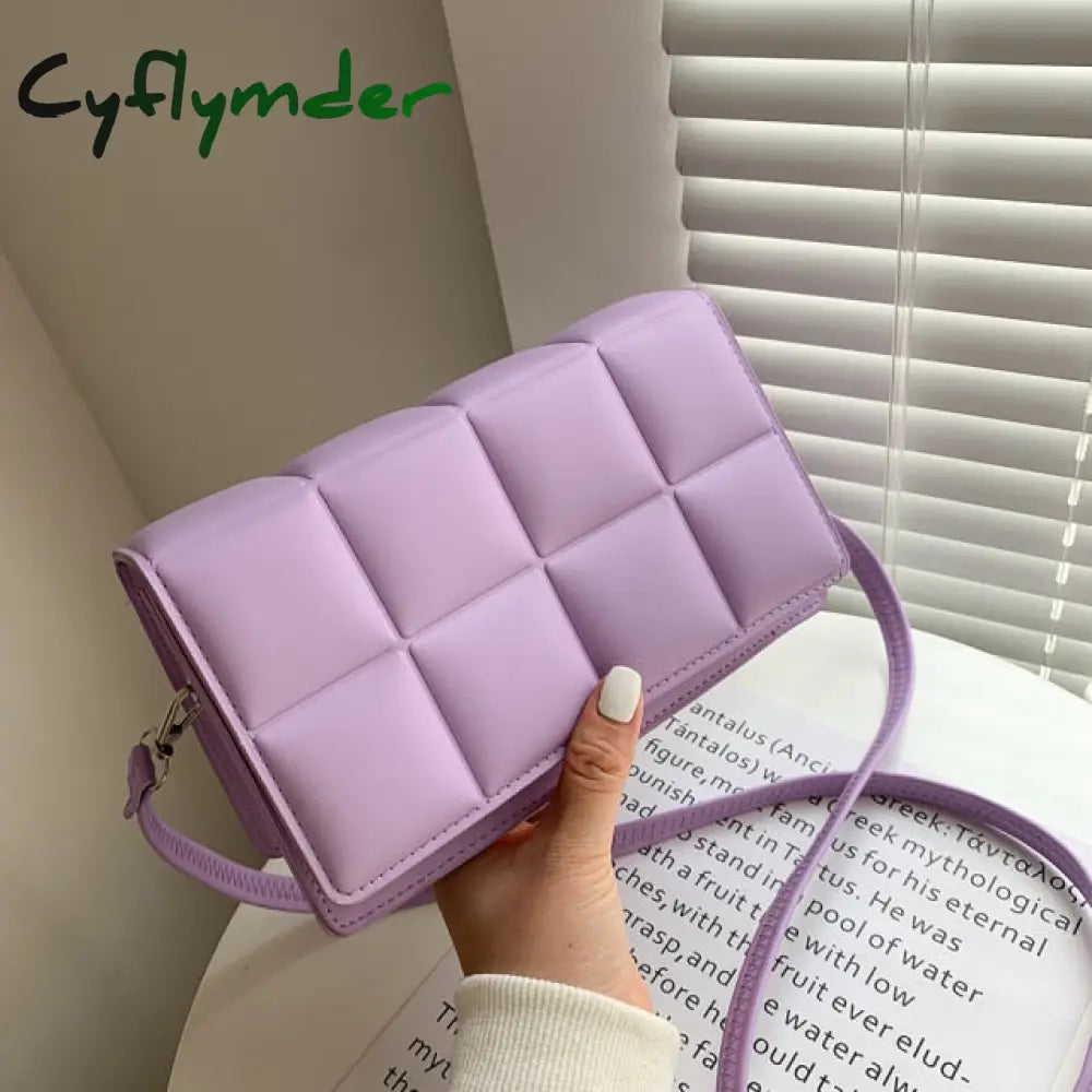 Solid Color Fashion Shoulder Handbags Female Travel Cross Body Bag Weave Small Pu Leather Flap