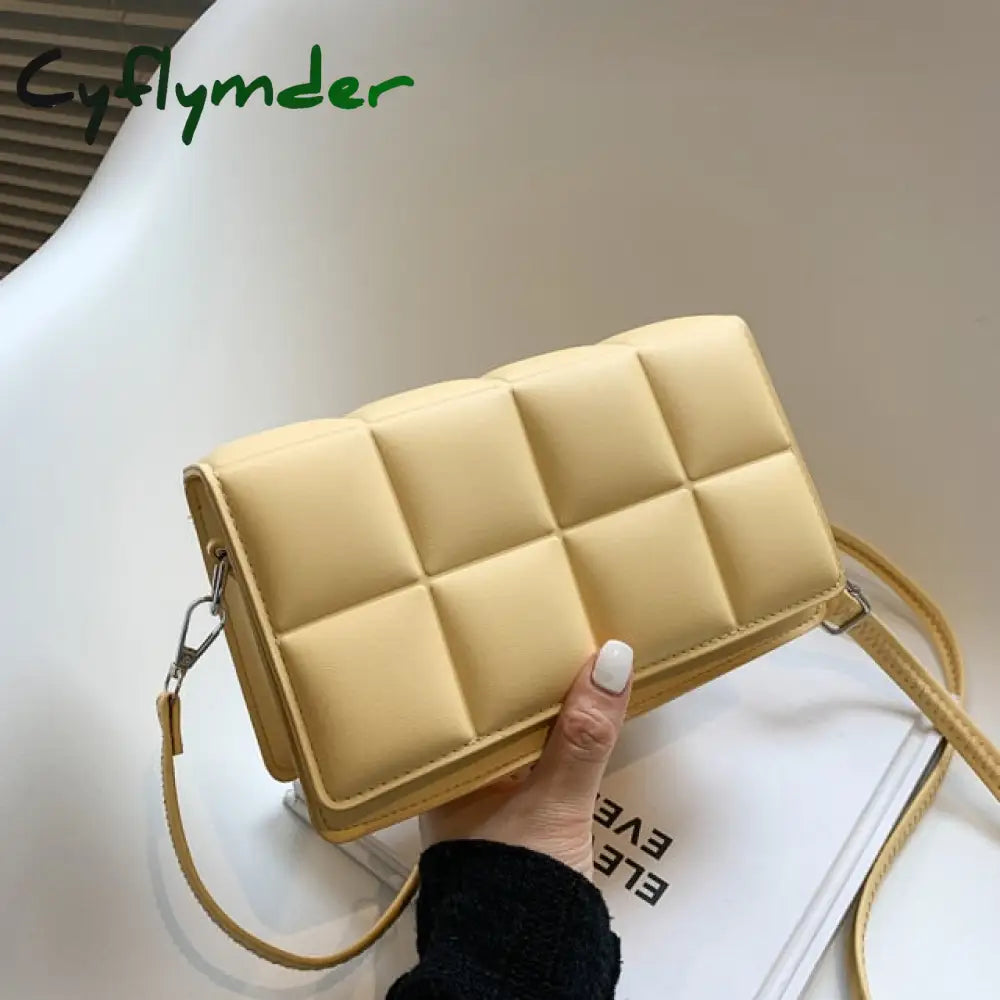 Solid Color Fashion Shoulder Handbags Female Travel Cross Body Bag Weave Small Pu Leather Flap