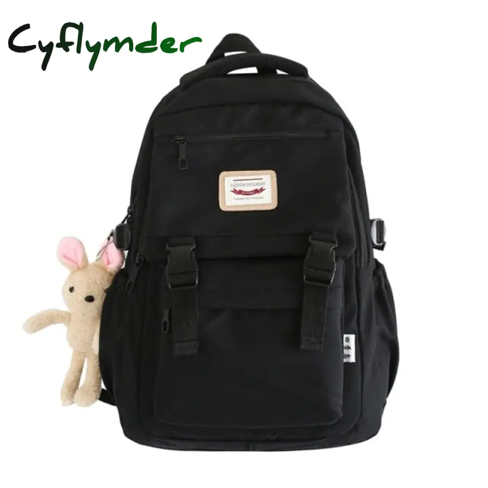 Solid Color Multi-Pocket Women Backpack Large Capacity Travel Female Schoolbag For Teenage Girl