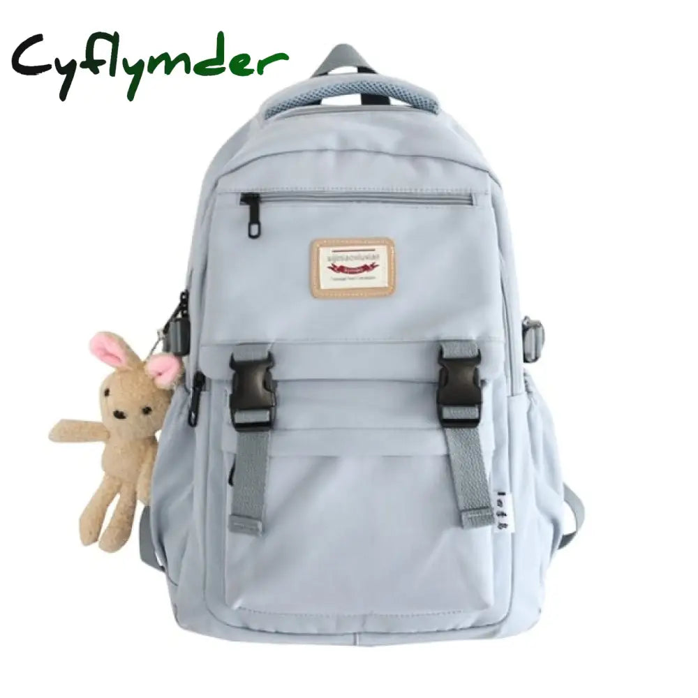 Solid Color Multi-Pocket Women Backpack Large Capacity Travel Female Schoolbag For Teenage Girl