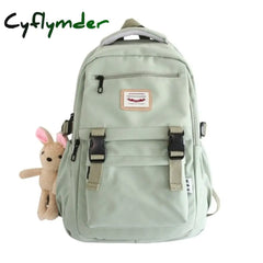 Solid Color Multi-Pocket Women Backpack Large Capacity Travel Female Schoolbag For Teenage Girl