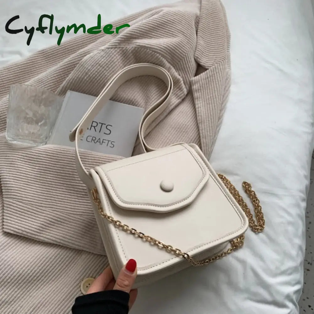 Solid Color Thick Chain Small Pu Leather Crossbody Bags For Women Hit Summer Shoulder Cross Body