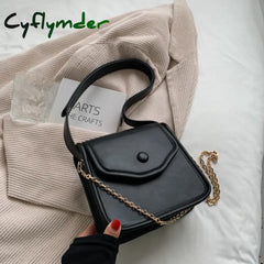 Solid Color Thick Chain Small Pu Leather Crossbody Bags For Women Hit Summer Shoulder Cross Body