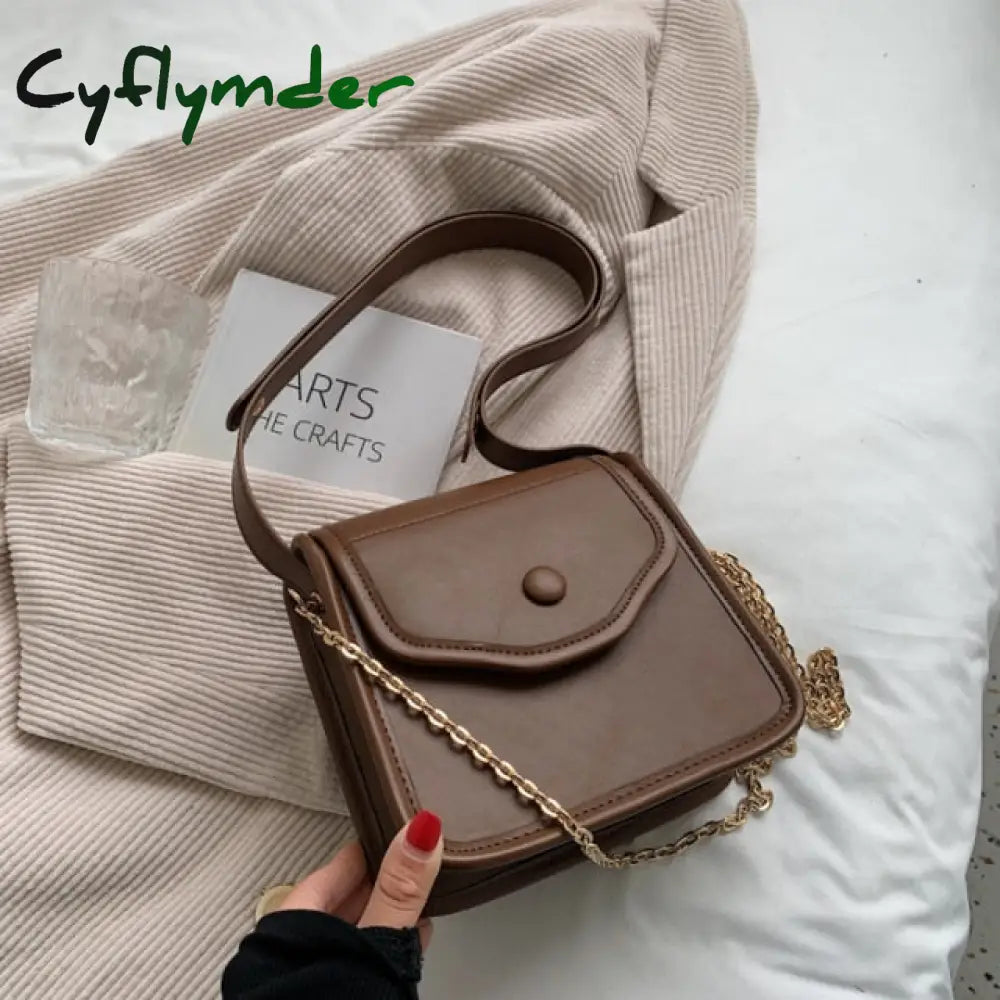 Solid Color Thick Chain Small Pu Leather Crossbody Bags For Women Hit Summer Shoulder Cross Body