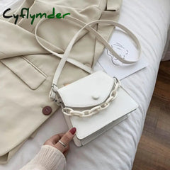 Solid Color Thick Chain Small Pu Leather Crossbody Bags For Women Hit Summer Shoulder Cross Body