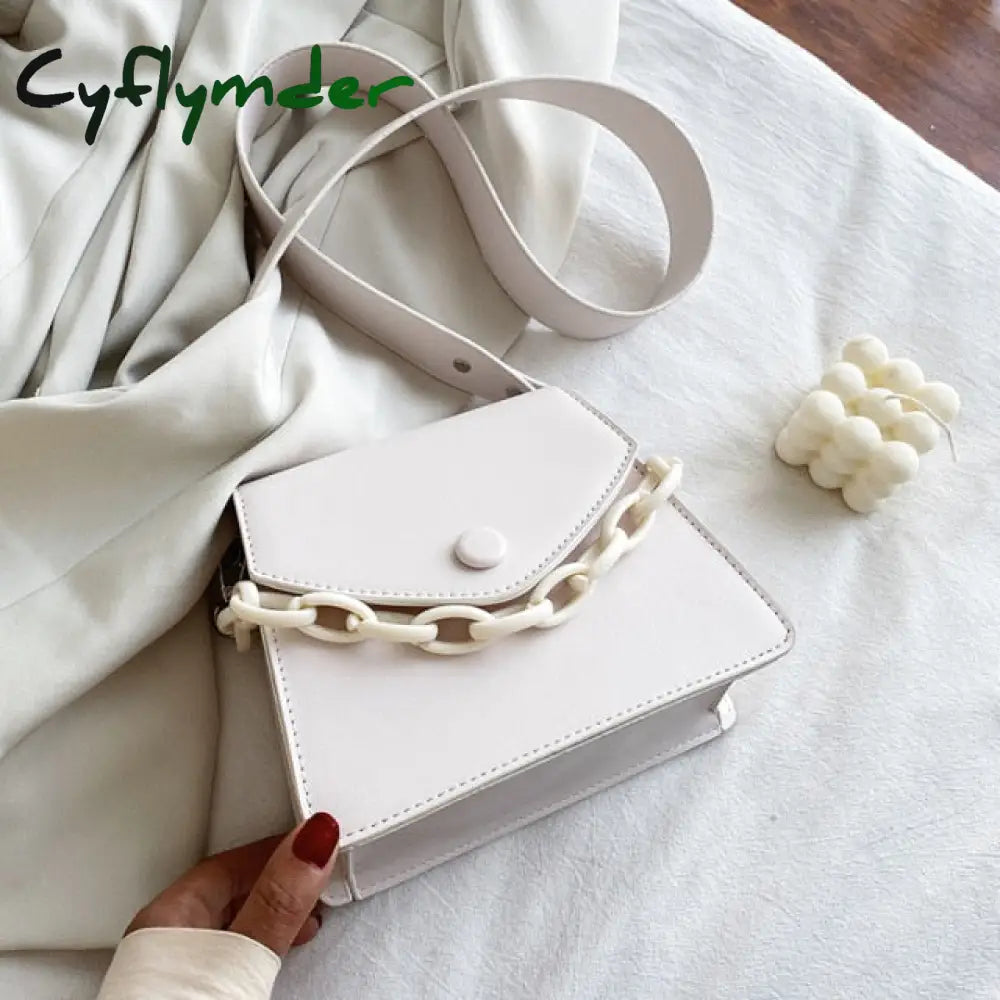 Solid Color Thick Chain Small Pu Leather Crossbody Bags For Women Hit Summer Shoulder Cross Body