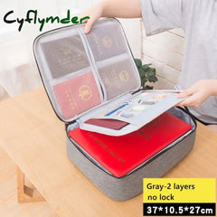 Square Multi-Layer Document Storage Bag Certificate File Passport Organizer Case Briefcase With