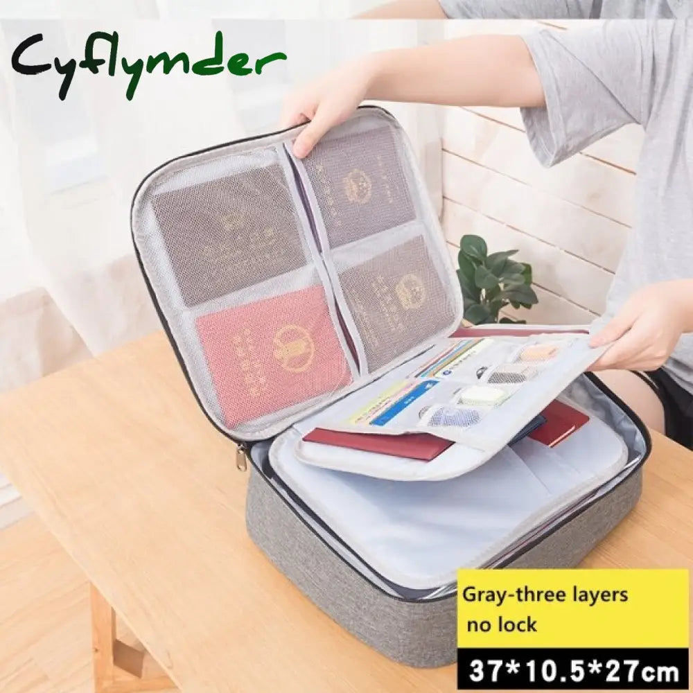 Square Multi-Layer Document Storage Bag Certificate File Passport Organizer Case Briefcase With