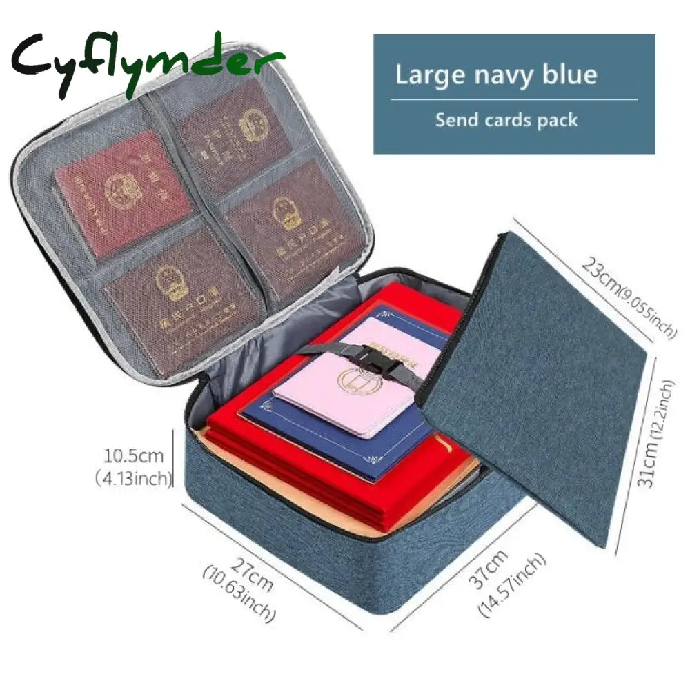 Square Multi-Layer Document Storage Bag Certificate File Passport Organizer Case Briefcase With