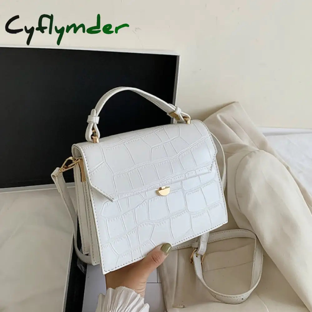 Stone Patent White Crossbody Bags For Women Small Handbag Bag Pu Leather Hand Ladies Designer