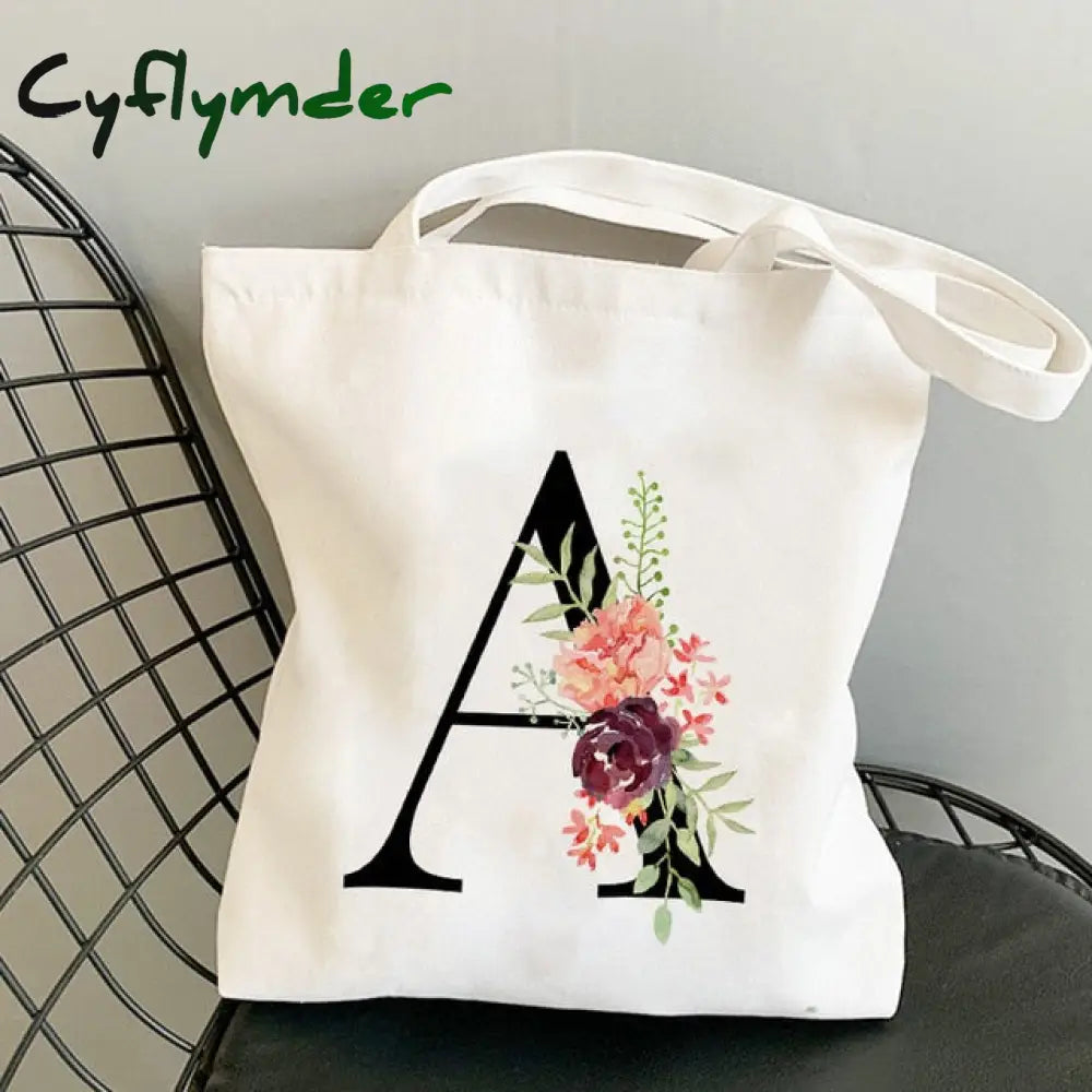 Summer New Flower Letter Bolsa Feminina Shoulder Canvas Bags Large Capacity Wild Messenger Bag Cute