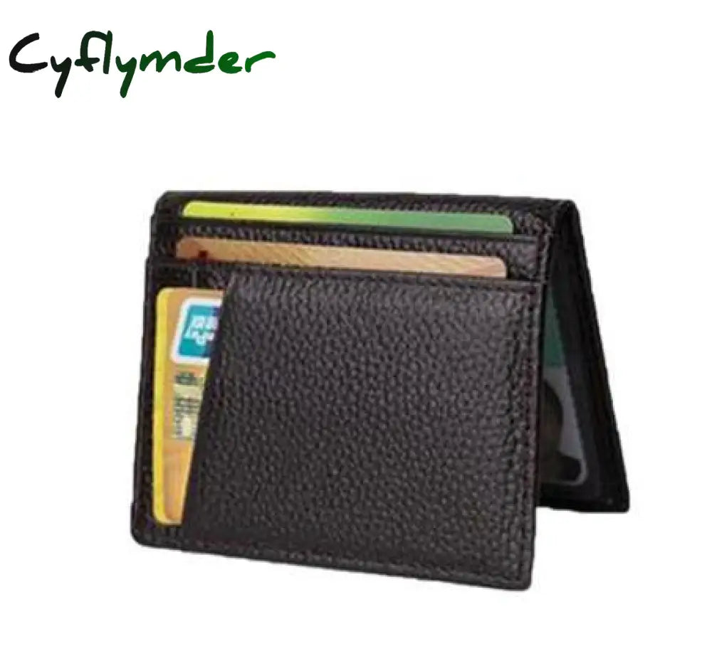 Super Slim Soft Wallet 100% Genuine Leather Mini Credit Card Purse Holders Men Thin Small Coffee