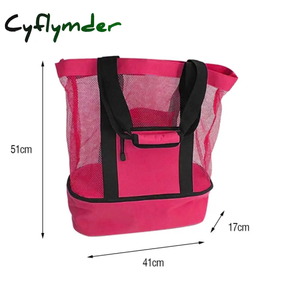 Thermal Insulation Beach Lunch Bag Net Women Handbag Double Layers Food Portable Large Capacity