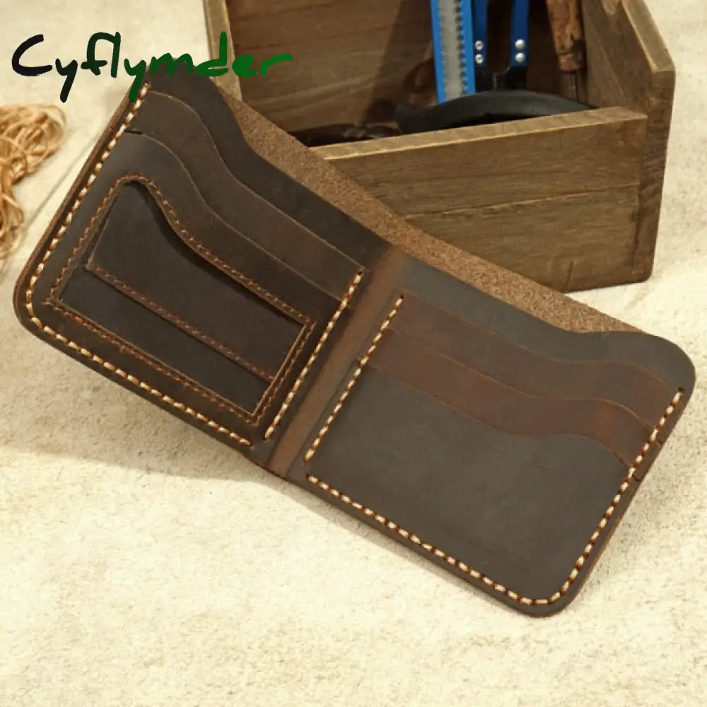 Top Genuine Leather Men’s Wallet Retro Handmade For Men Durable Real Portfel Male Cartera Hombre