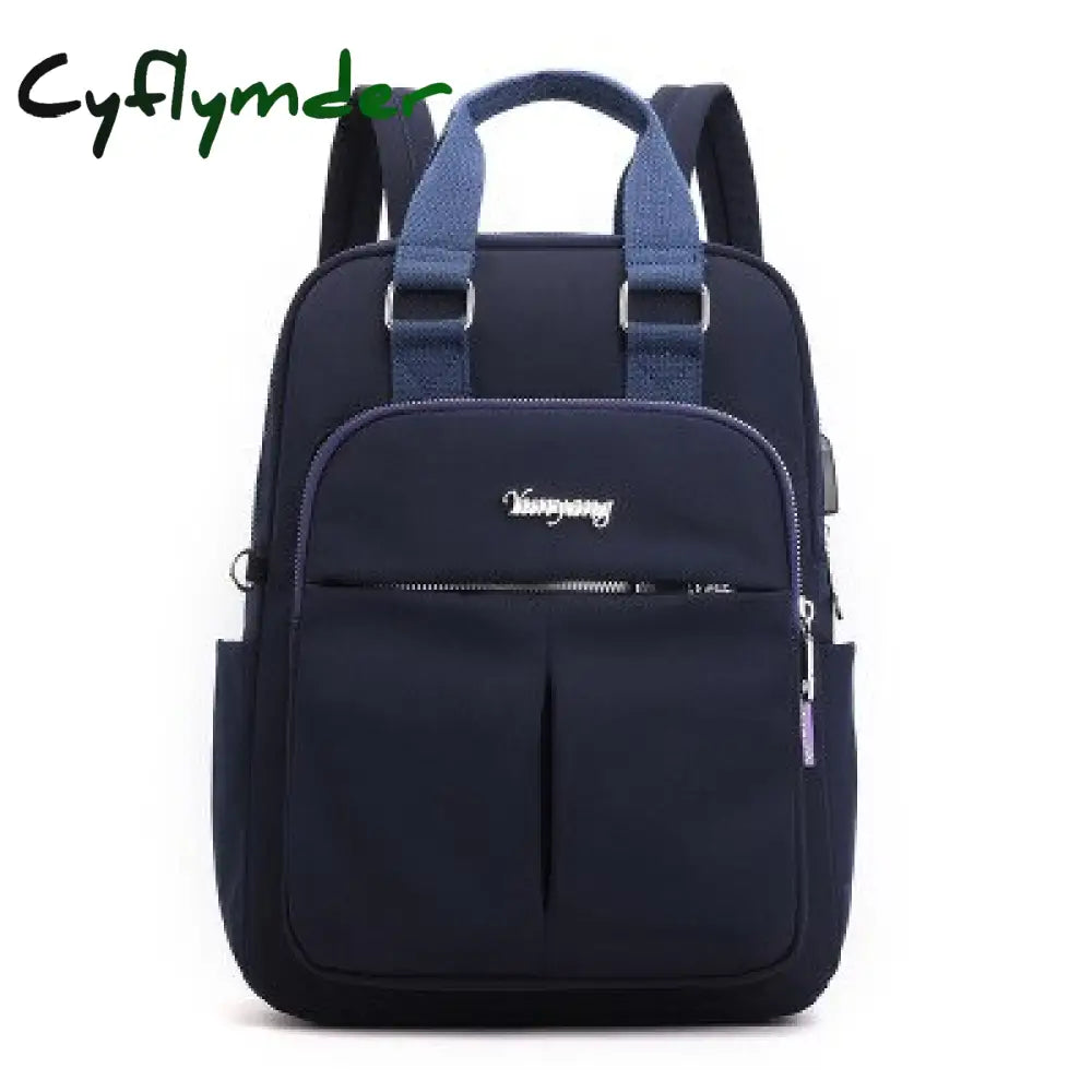 Top-Handle Usb Charging Women Backpack Large Capacity Casual Travel Rucksack Preppy Student School