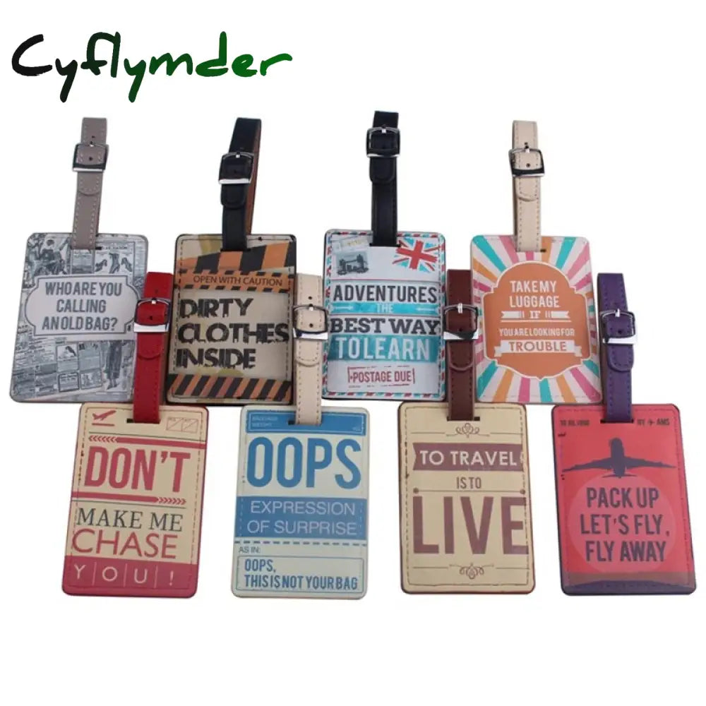 Travel Accessories Cute Letters Luggage Tag Women Men Portable Pu Leather Label Suitcase Id Address