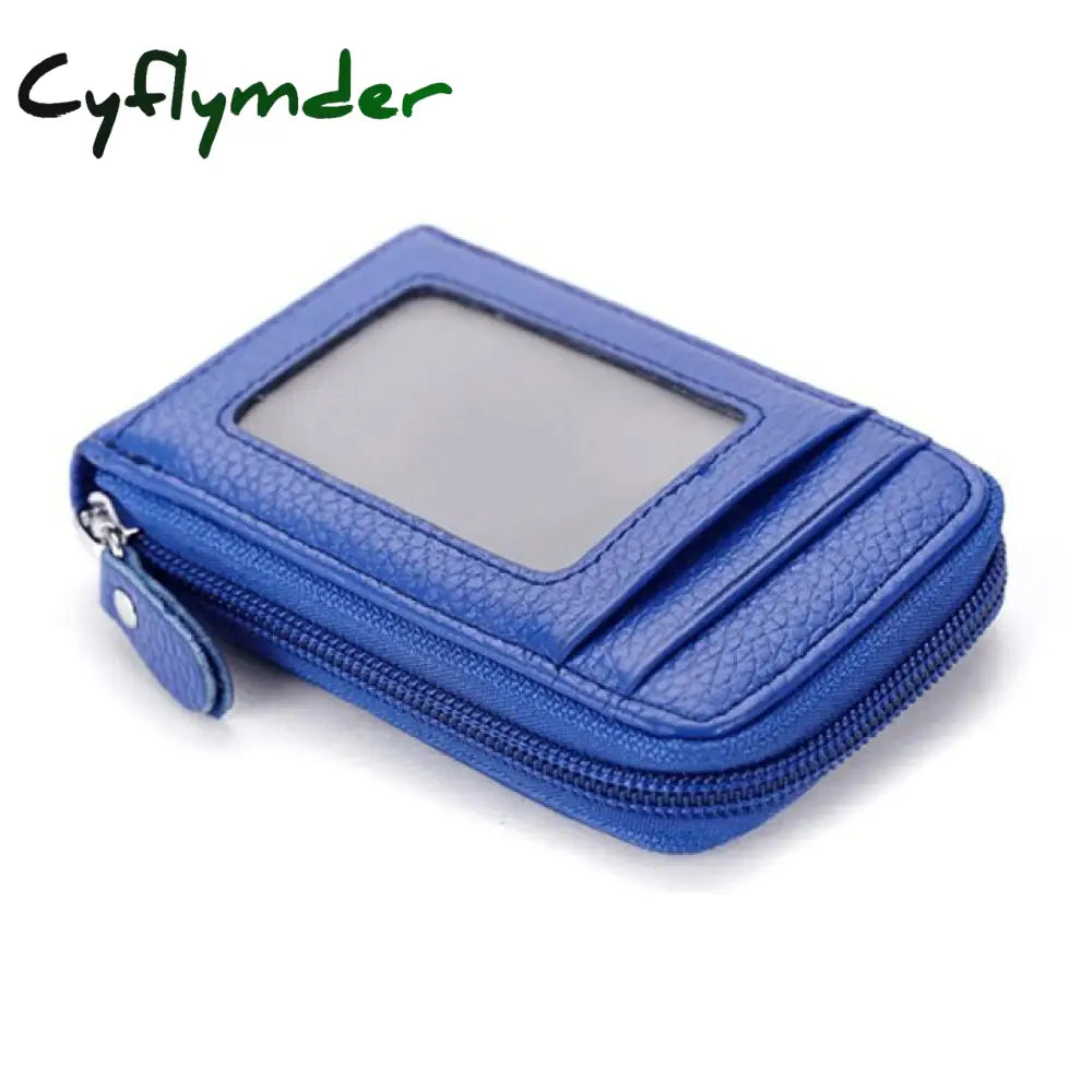 Travel Journey Bank Card Organizer Wallet Passport Id Holder Ticket Credit Bag Case Zipper Blue