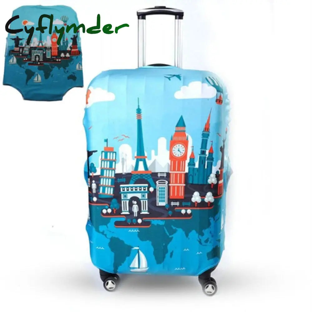 TRIPNUO Thicker Blue City Luggage Cover Suitcase Protective Cover for Trunk Case Apply to 19’’-32’’ Suitcase Travel