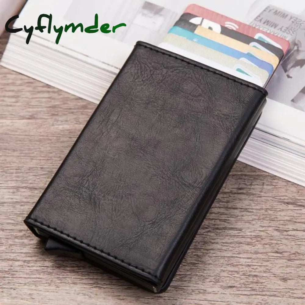 Vintage Antitheft Men Credit Card Holder Blocking Rfid Wallet Leather Unisex Security Information