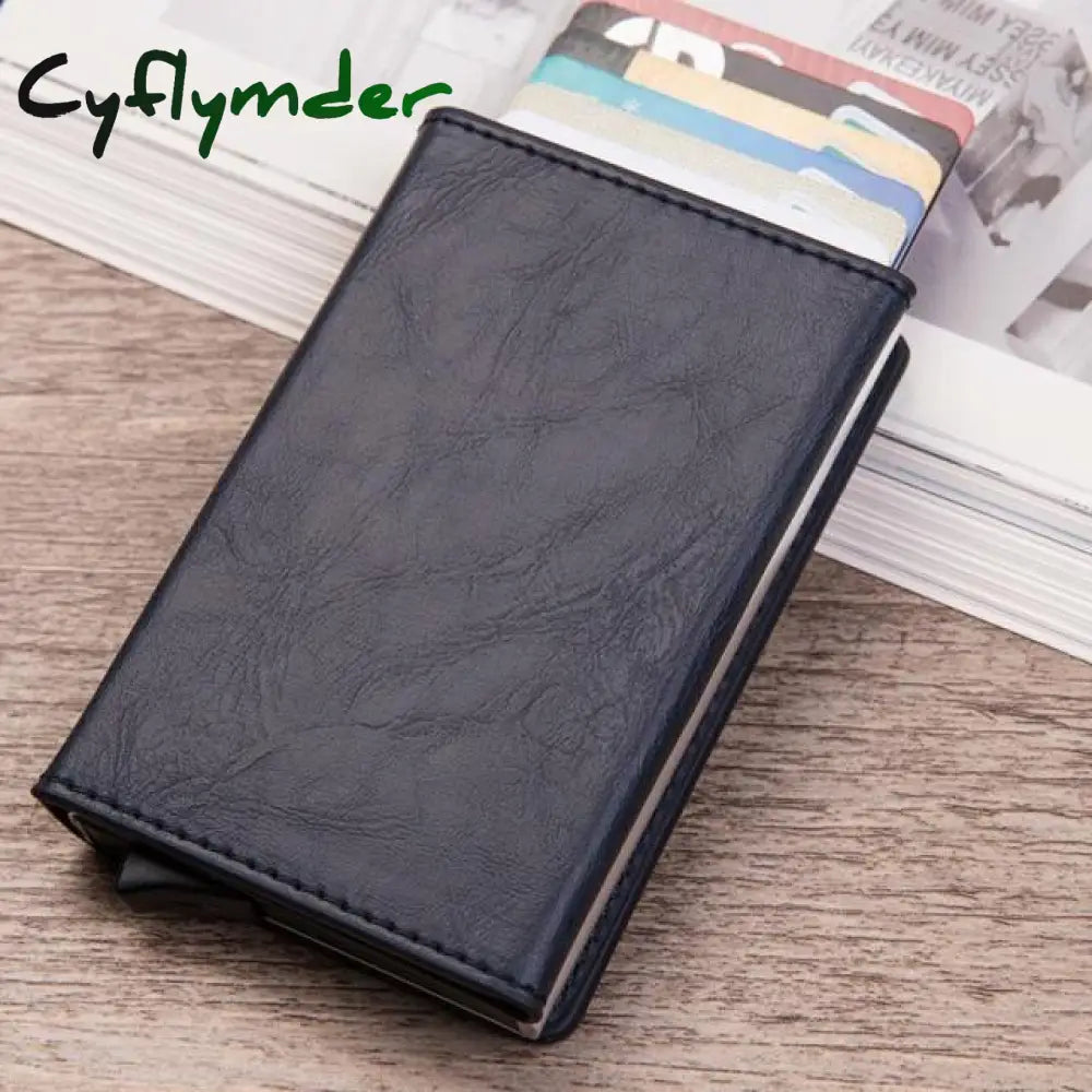 Vintage Antitheft Men Credit Card Holder Blocking Rfid Wallet Leather Unisex Security Information