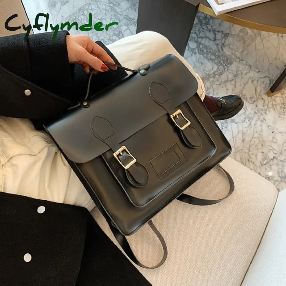 Vintage Large Capacity Women Backpack Pu Leatherwomen’s Shoulder Bag High Quality Travel Books