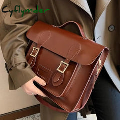 Vintage Large Capacity Women Backpack Pu Leatherwomen’s Shoulder Bag High Quality Travel Books