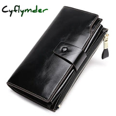 Vintage Luxury Women Wallets Genuine Leather Long Zipper Clutch Purse Large Capacity Card Holder