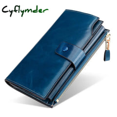 Vintage Luxury Women Wallets Genuine Leather Long Zipper Clutch Purse Large Capacity Card Holder