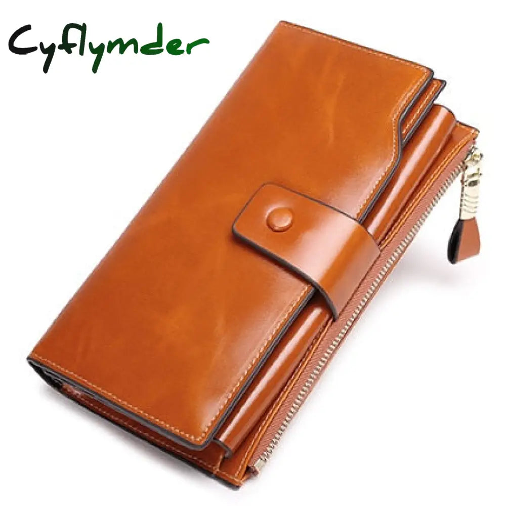 Vintage Luxury Women Wallets Genuine Leather Long Zipper Clutch Purse Large Capacity Card Holder