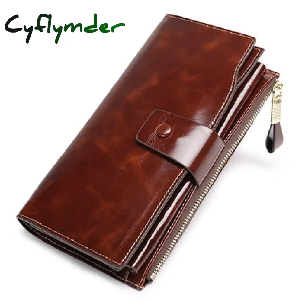 Vintage Luxury Women Wallets Genuine Leather Long Zipper Clutch Purse Large Capacity Card Holder