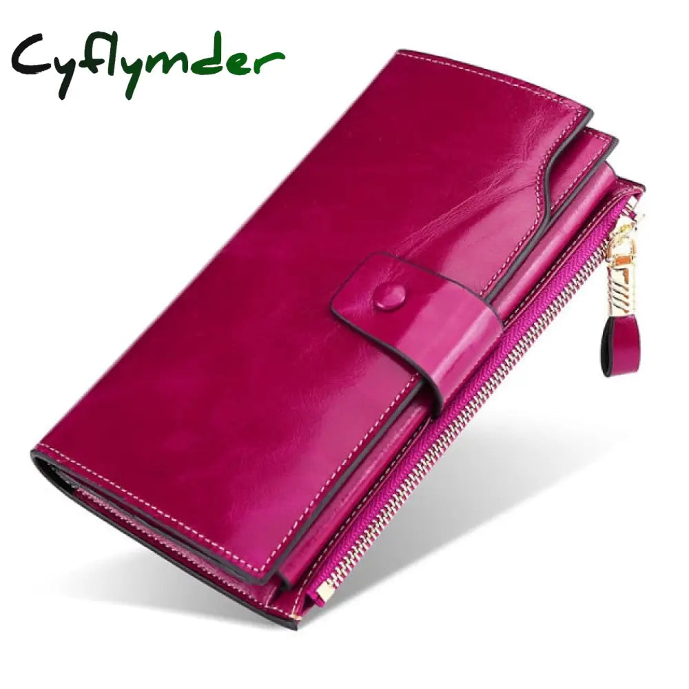 Vintage Luxury Women Wallets Genuine Leather Long Zipper Clutch Purse Large Capacity Card Holder