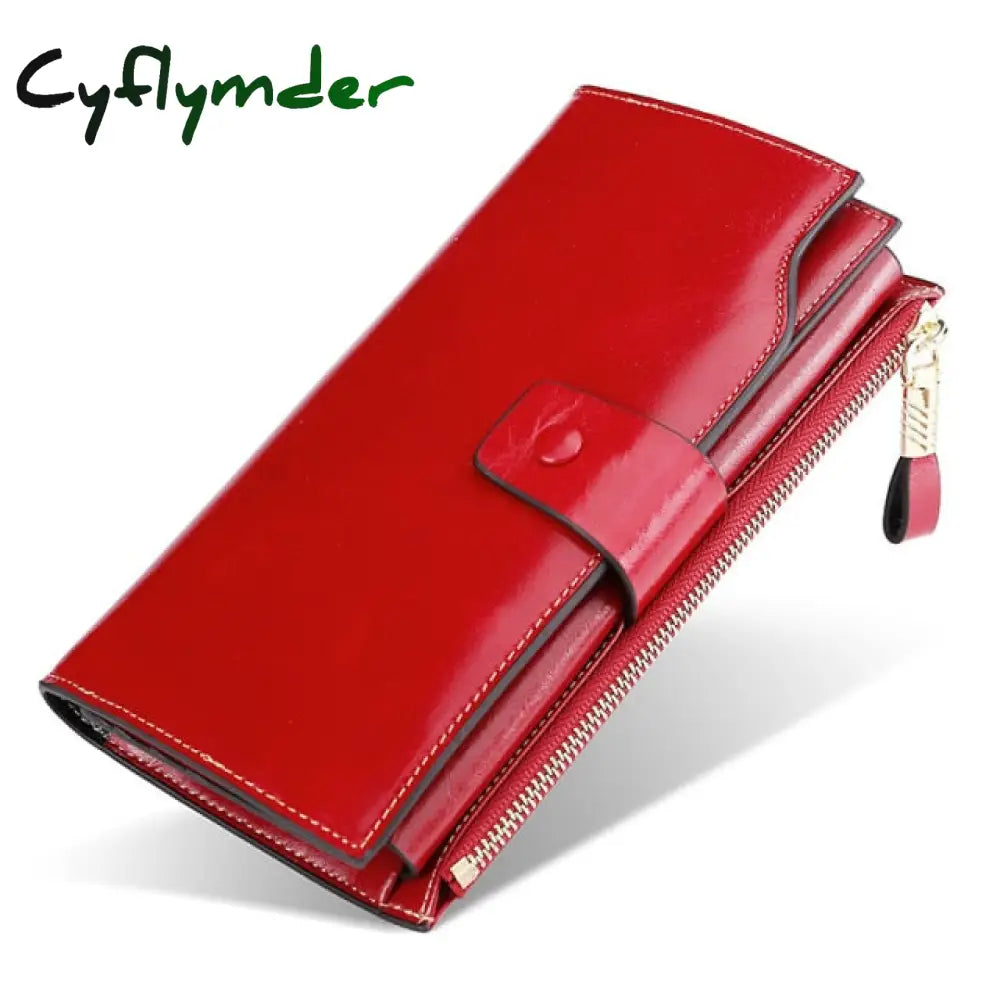 Vintage Luxury Women Wallets Genuine Leather Long Zipper Clutch Purse Large Capacity Card Holder