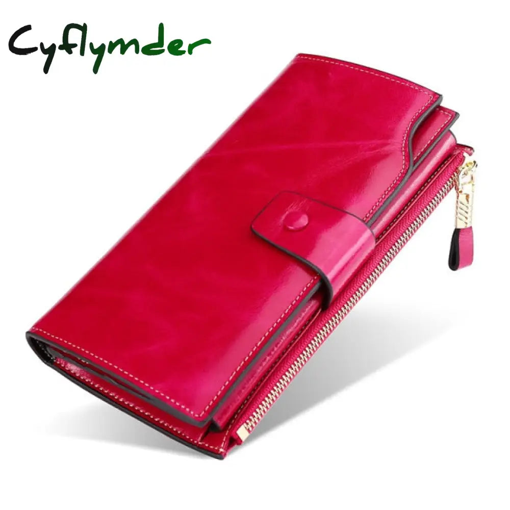 Vintage Luxury Women Wallets Genuine Leather Long Zipper Clutch Purse Large Capacity Card Holder