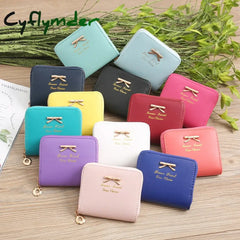 Wallet Female Short For Coins New Cute Candy Bow Women Small Leather Wallets Zipper Purses Girls