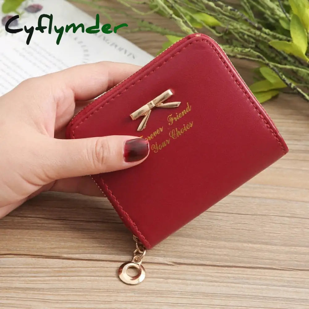 Wallet Female Short For Coins New Cute Candy Bow Women Small Leather Wallets Zipper Purses Girls