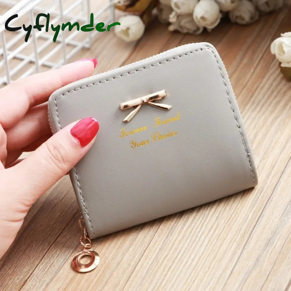 Wallet Female Short For Coins New Cute Candy Bow Women Small Leather Wallets Zipper Purses Girls