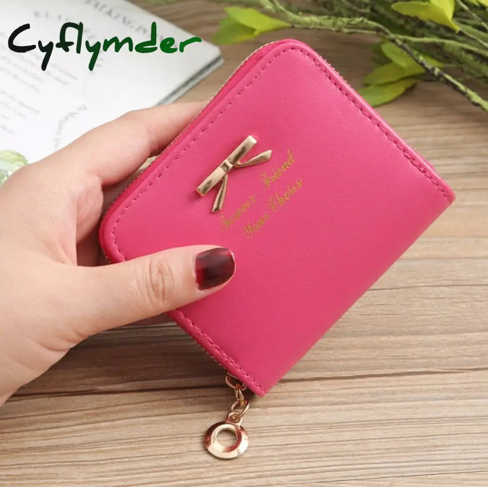 Wallet Female Short For Coins New Cute Candy Bow Women Small Leather Wallets Zipper Purses Girls