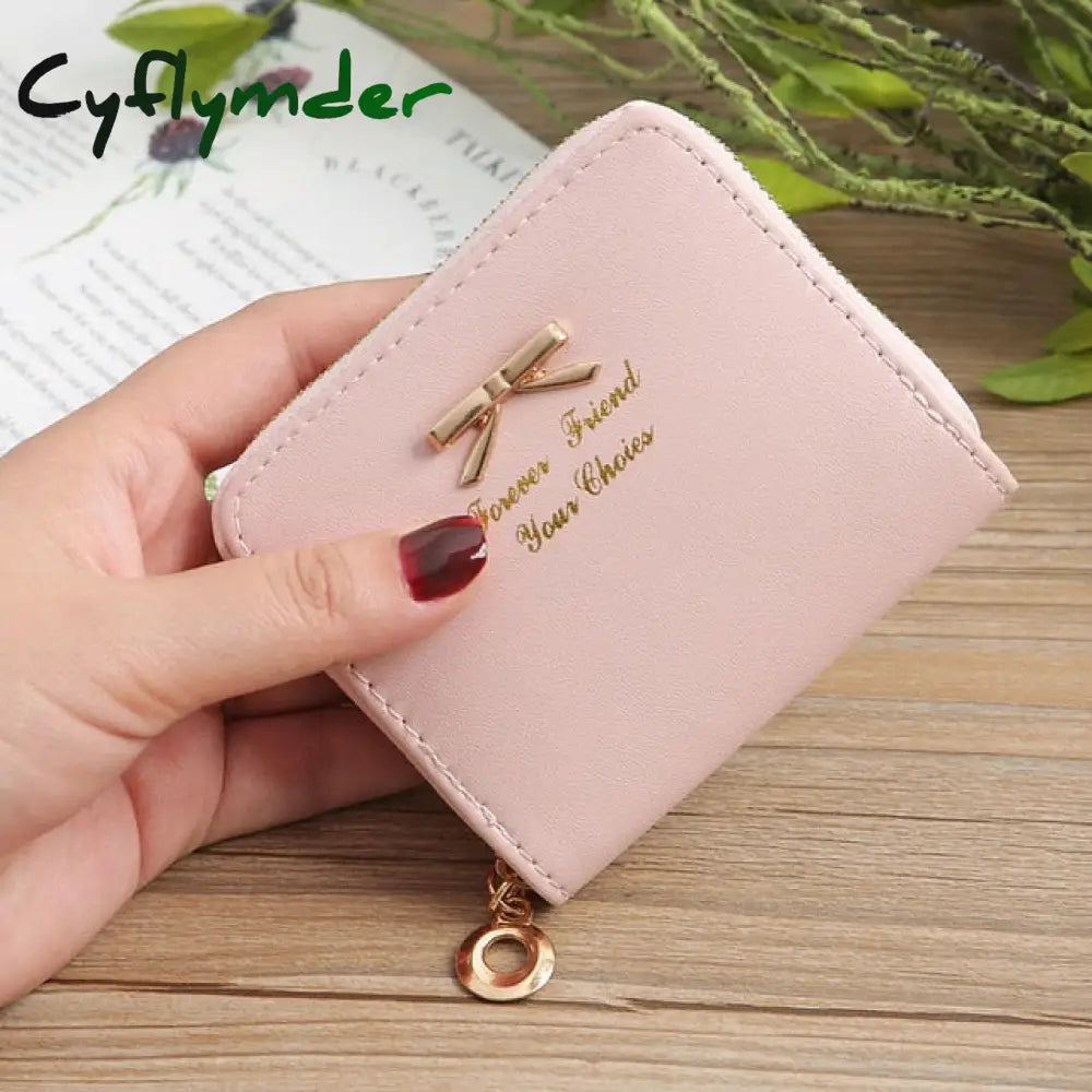 Wallet Female Short For Coins New Cute Candy Bow Women Small Leather Wallets Zipper Purses Girls