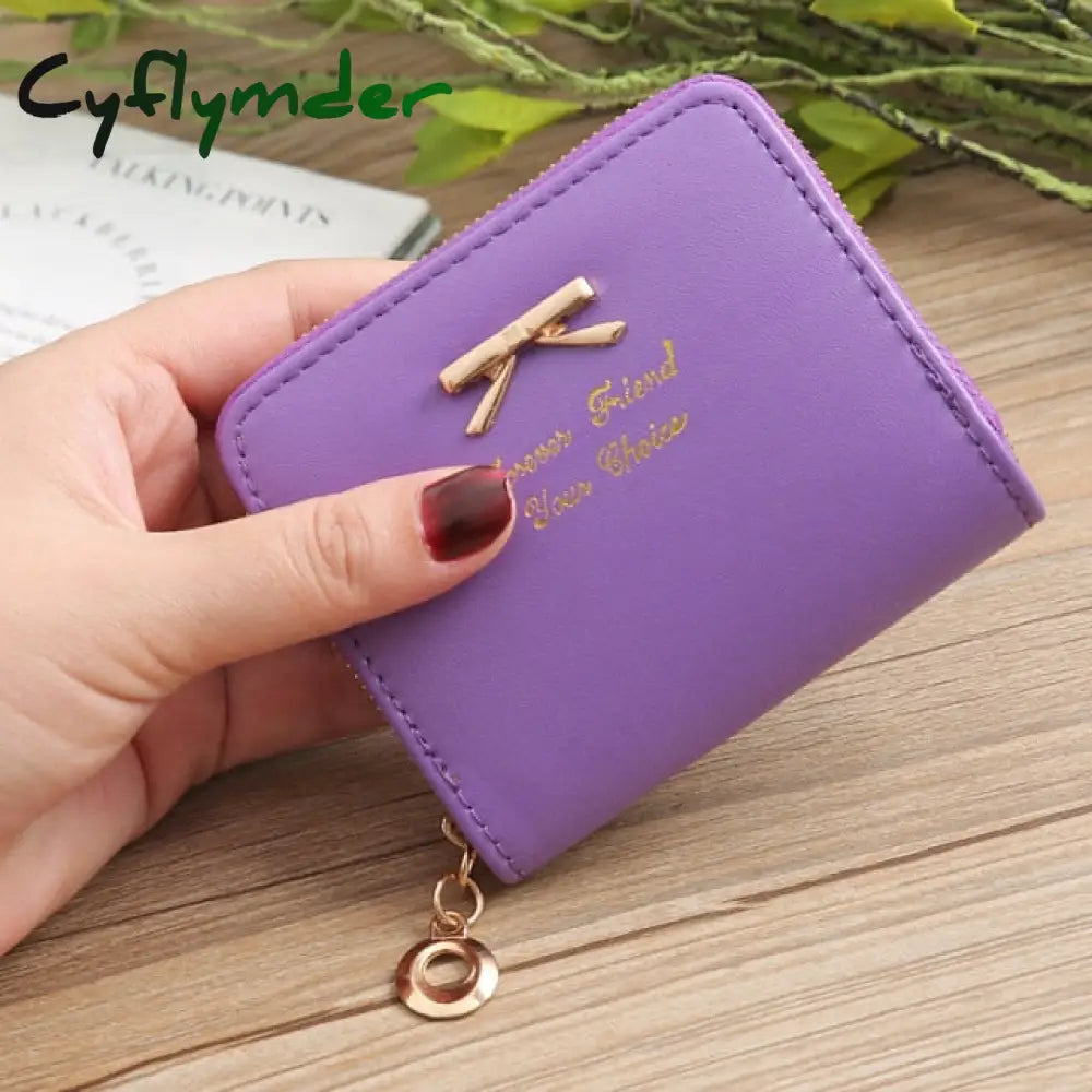 Wallet Female Short For Coins New Cute Candy Bow Women Small Leather Wallets Zipper Purses Girls