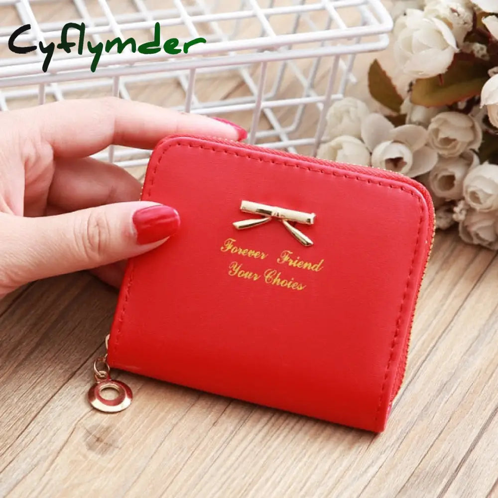 Wallet Female Short For Coins New Cute Candy Bow Women Small Leather Wallets Zipper Purses Girls