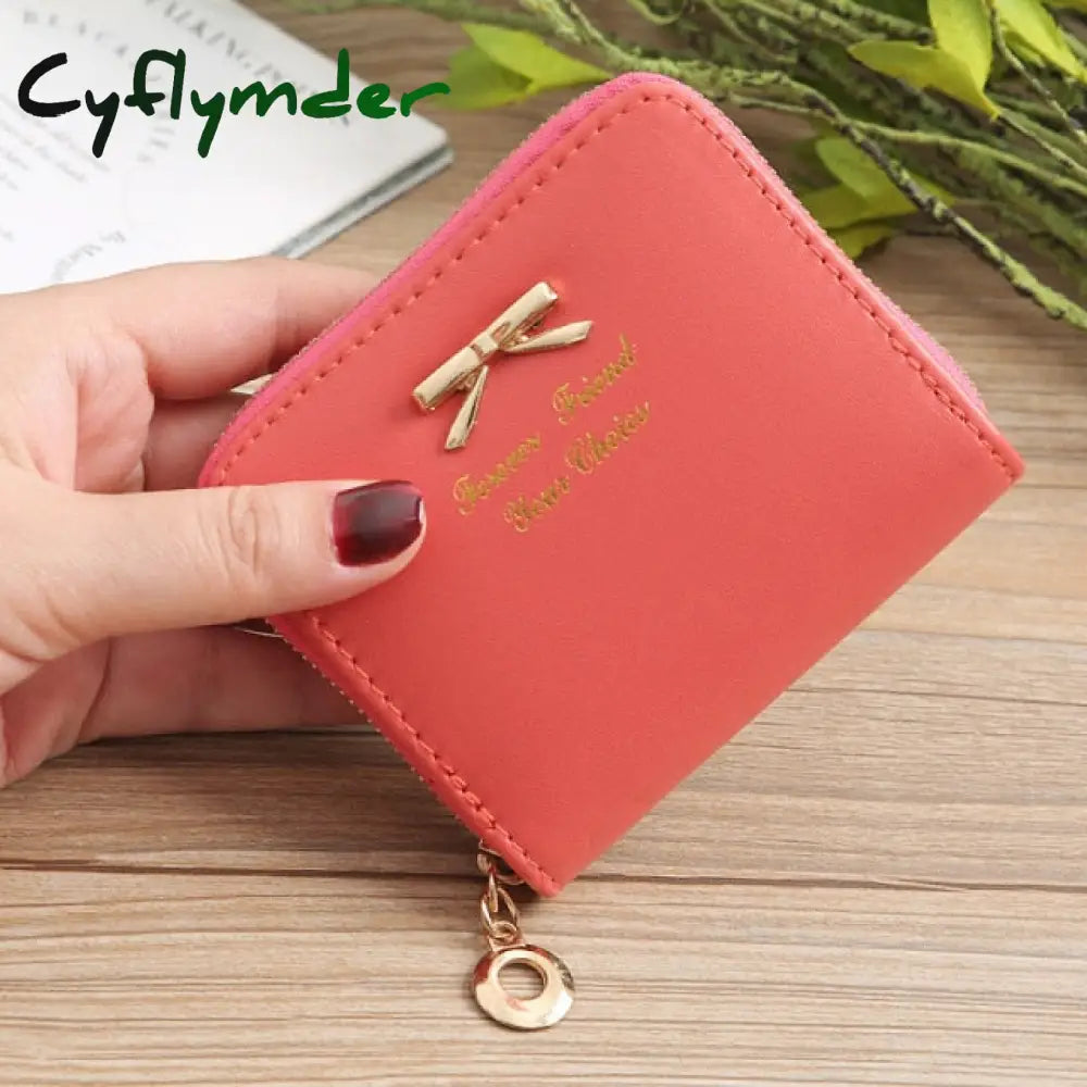 Wallet Female Short For Coins New Cute Candy Bow Women Small Leather Wallets Zipper Purses Girls