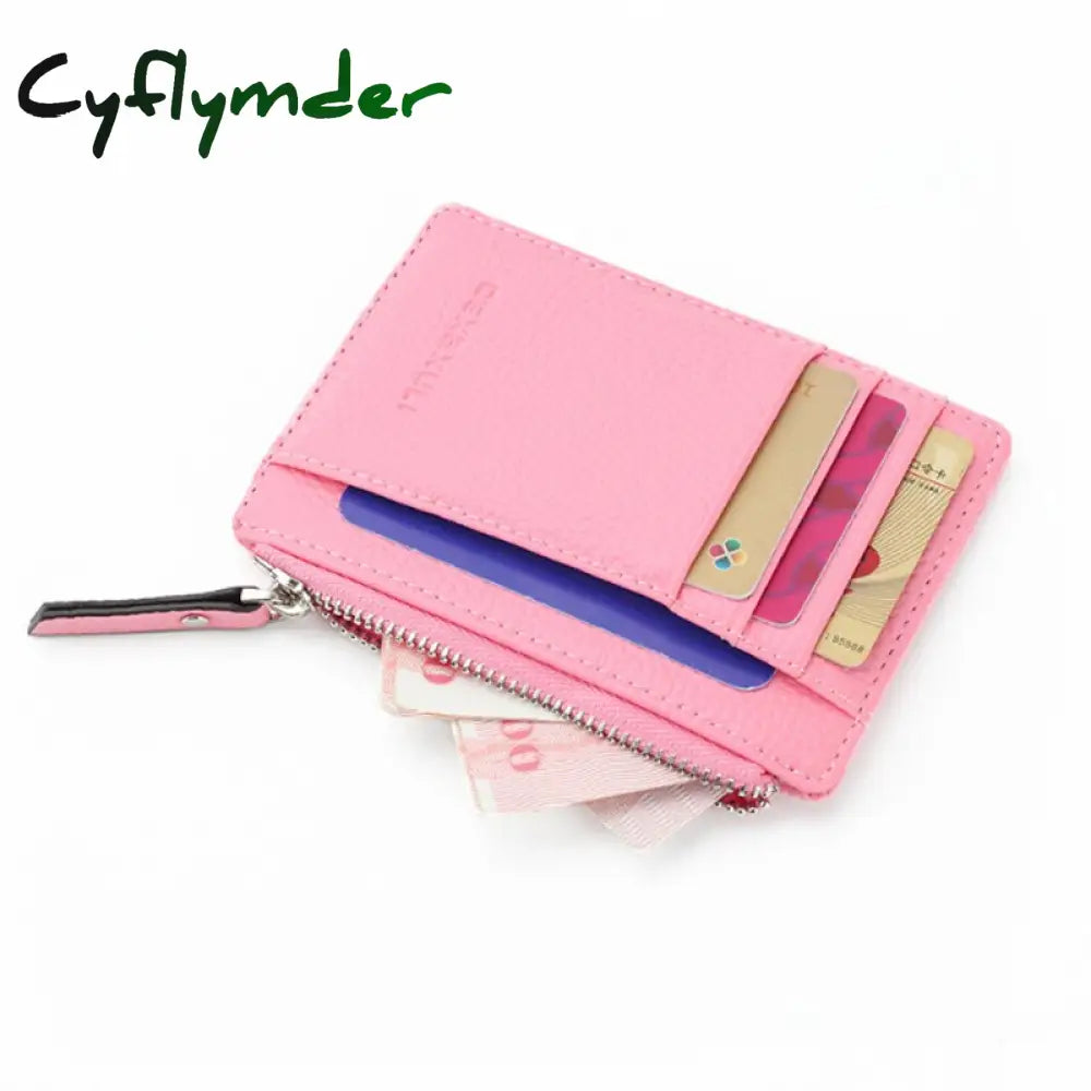 Wallet Mini Pu Leather Card Holders Slots Purse Small Men Women Zipper Coin Pocket Ultra Thin