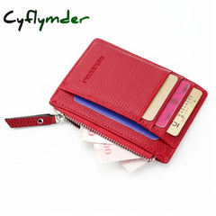 Wallet Mini Pu Leather Card Holders Slots Purse Small Men Women Zipper Coin Pocket Ultra Thin Red