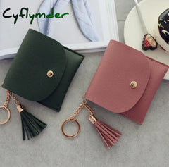 Wallets Women Coin Purse Ladies Pu Leather Tassel & Metal Ring Clutch Keychain Thin Key Bag Card