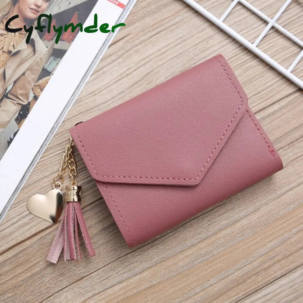 Wallets Women Coin Purse Ladies Pu Leather Tassel & Metal Ring Clutch Keychain Thin Key Bag Card