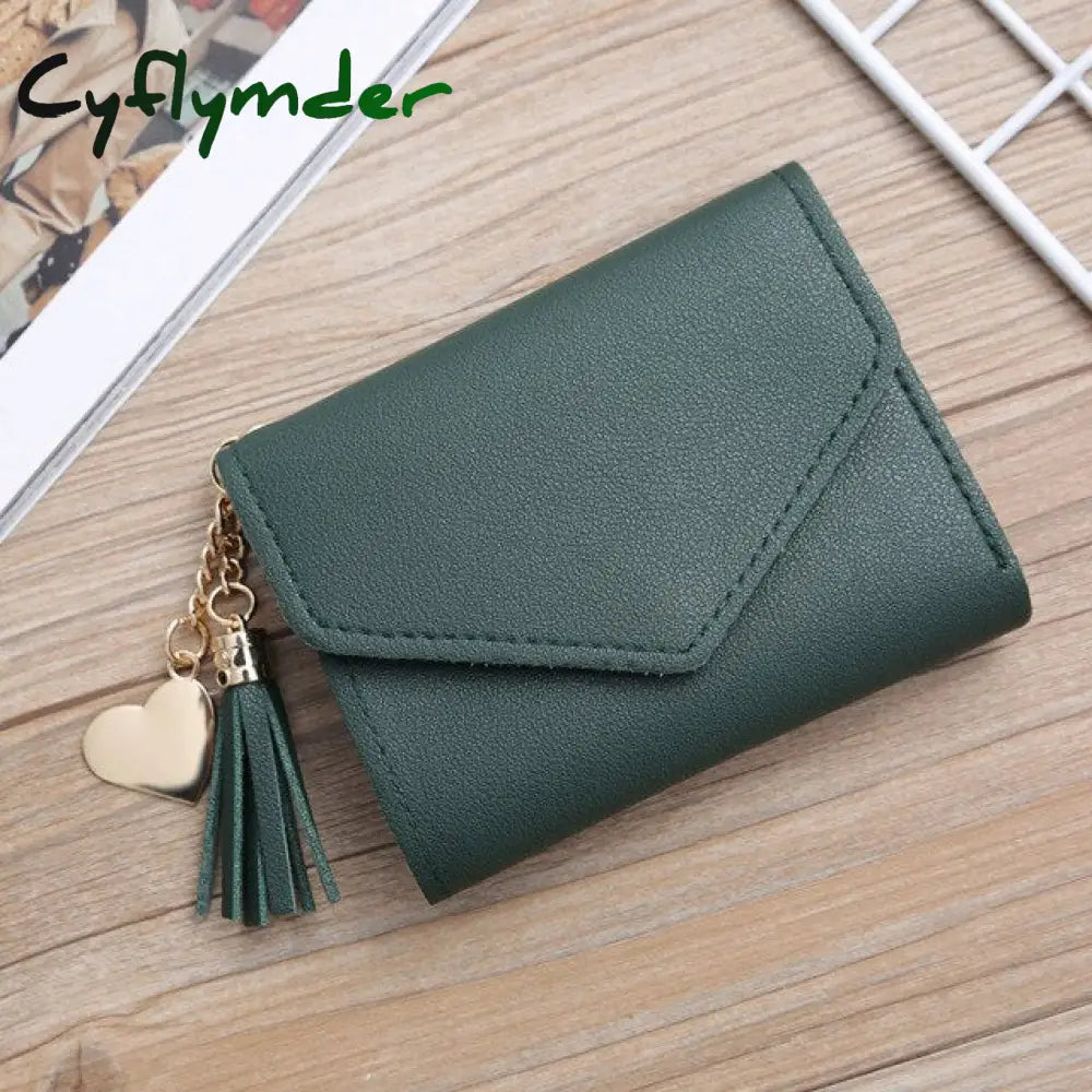 Wallets Women Coin Purse Ladies Pu Leather Tassel & Metal Ring Clutch Keychain Thin Key Bag Card