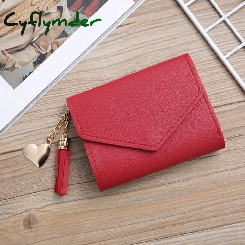 Wallets Women Coin Purse Ladies Pu Leather Tassel & Metal Ring Clutch Keychain Thin Key Bag Card