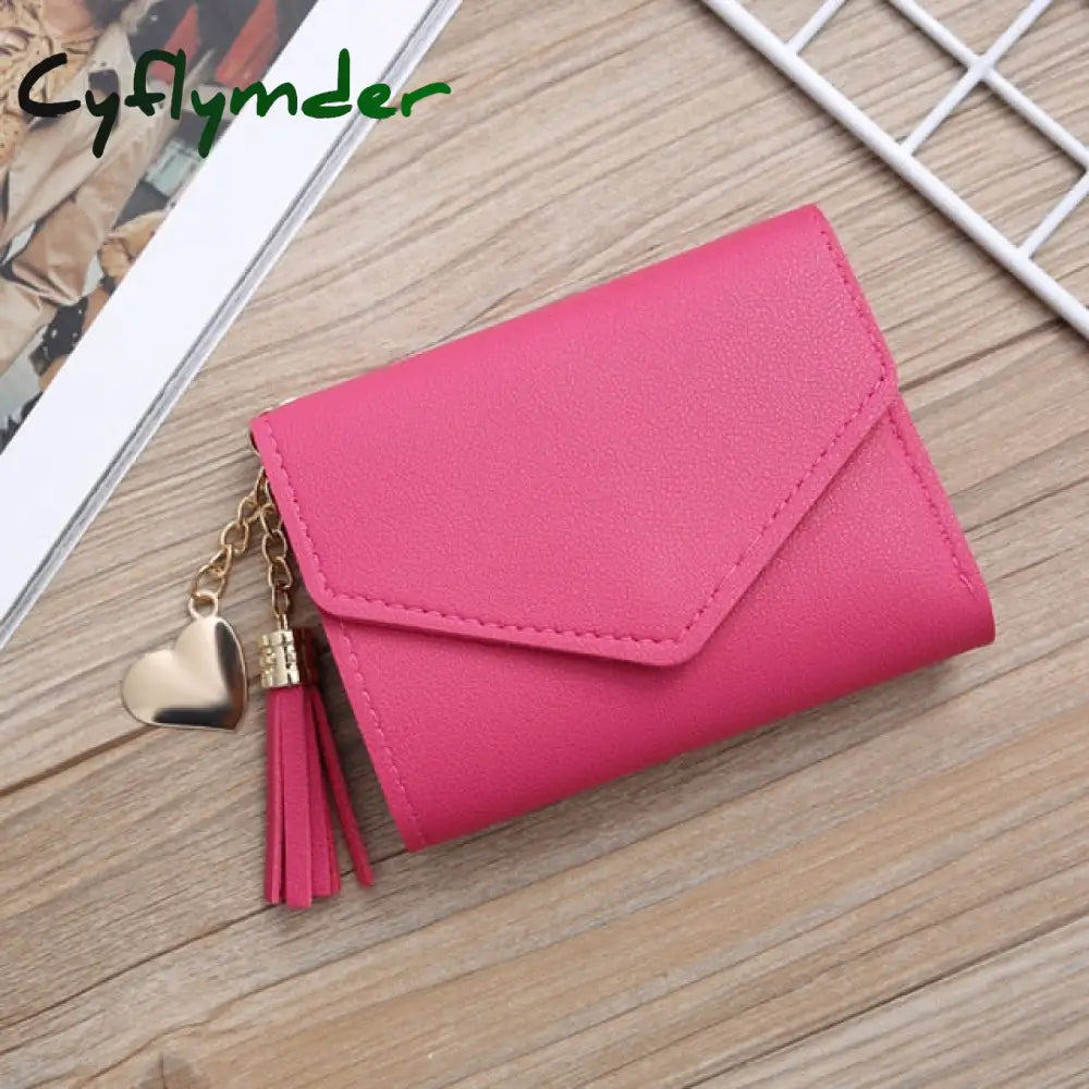 Wallets Women Coin Purse Ladies Pu Leather Tassel & Metal Ring Clutch Keychain Thin Key Bag Card